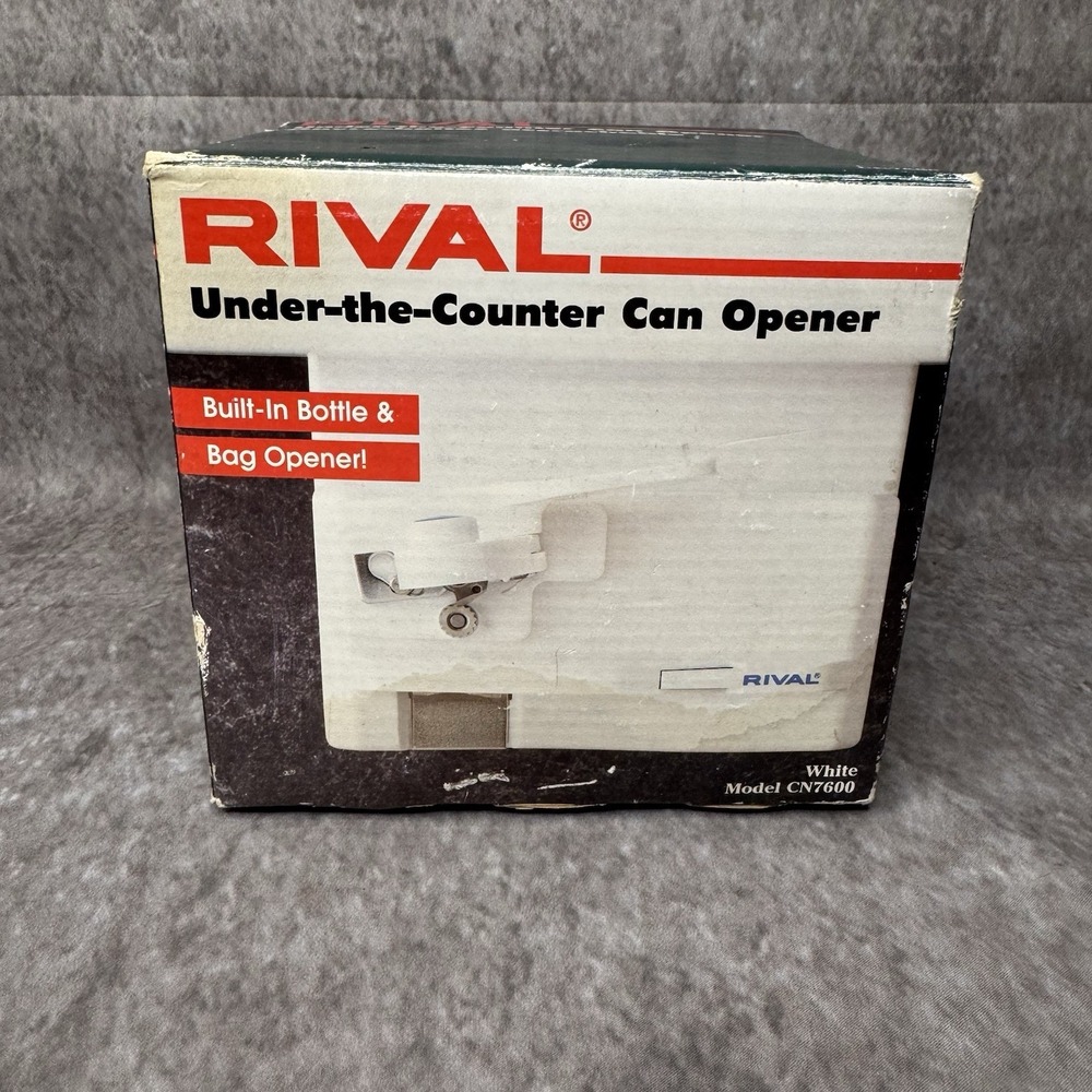 New Rival Electric Can Opener Space Saver Under Counter White Model CN7600